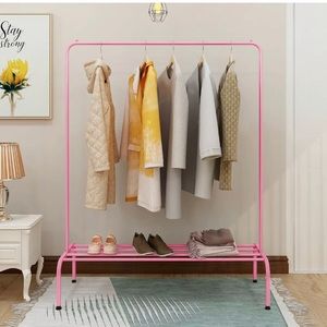 Pink metal clothes rack